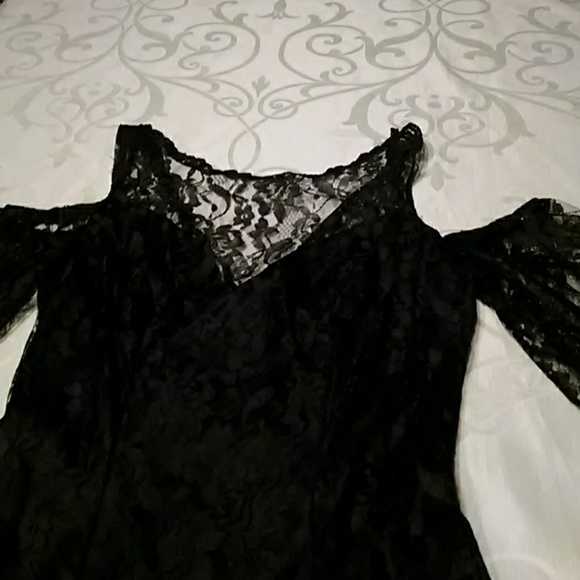 Vintage Black Lace/Feathered Dress Flash Sale - Picture 5 of 5